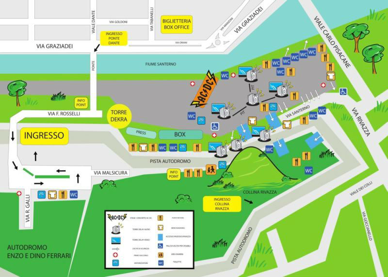 AC DC concerto Imola Autodromo mappa