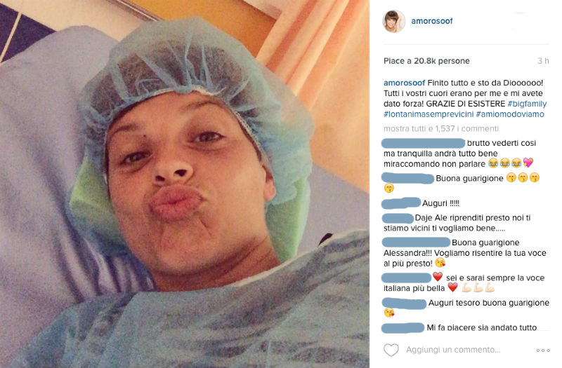 Alessandra Amoroso operata alle corde vocali