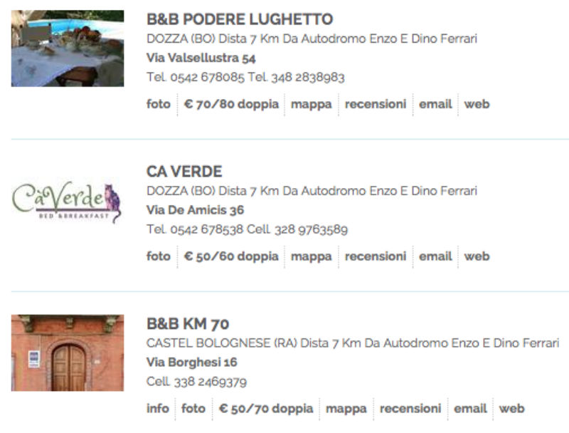 Bed and breakfast vicino autodromo Imola
